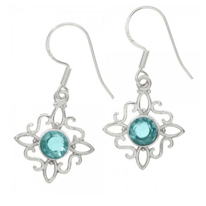 Pendientes Nudo de la bruja y Aguamarina S925