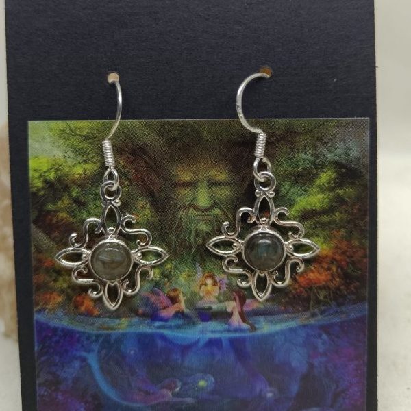 Pendientes nudo de la bruja y Labradorita S925