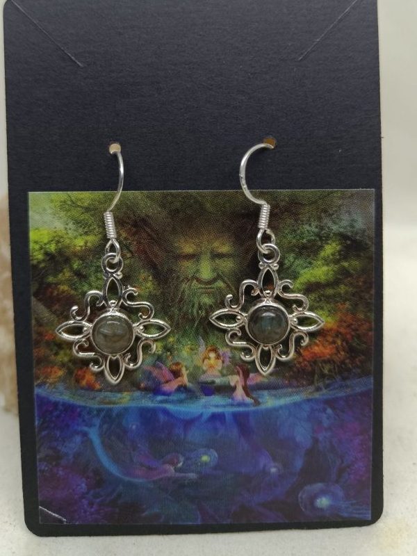 Pendientes nudo de la bruja y Labradorita S925