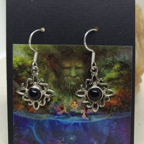 Pendientes nudo de la bruja y Ónix S925