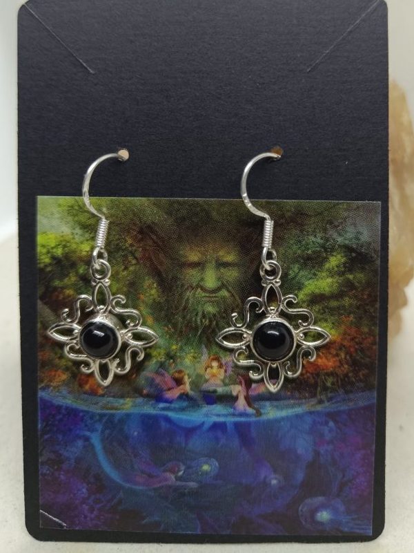 Pendientes nudo de la bruja y Ónix S925